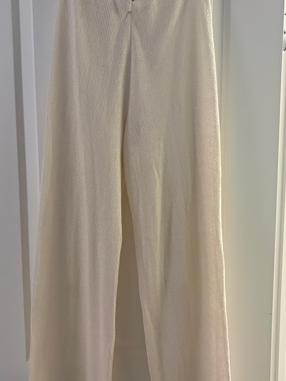Zara Cream Wide-Leg Knit Trousers